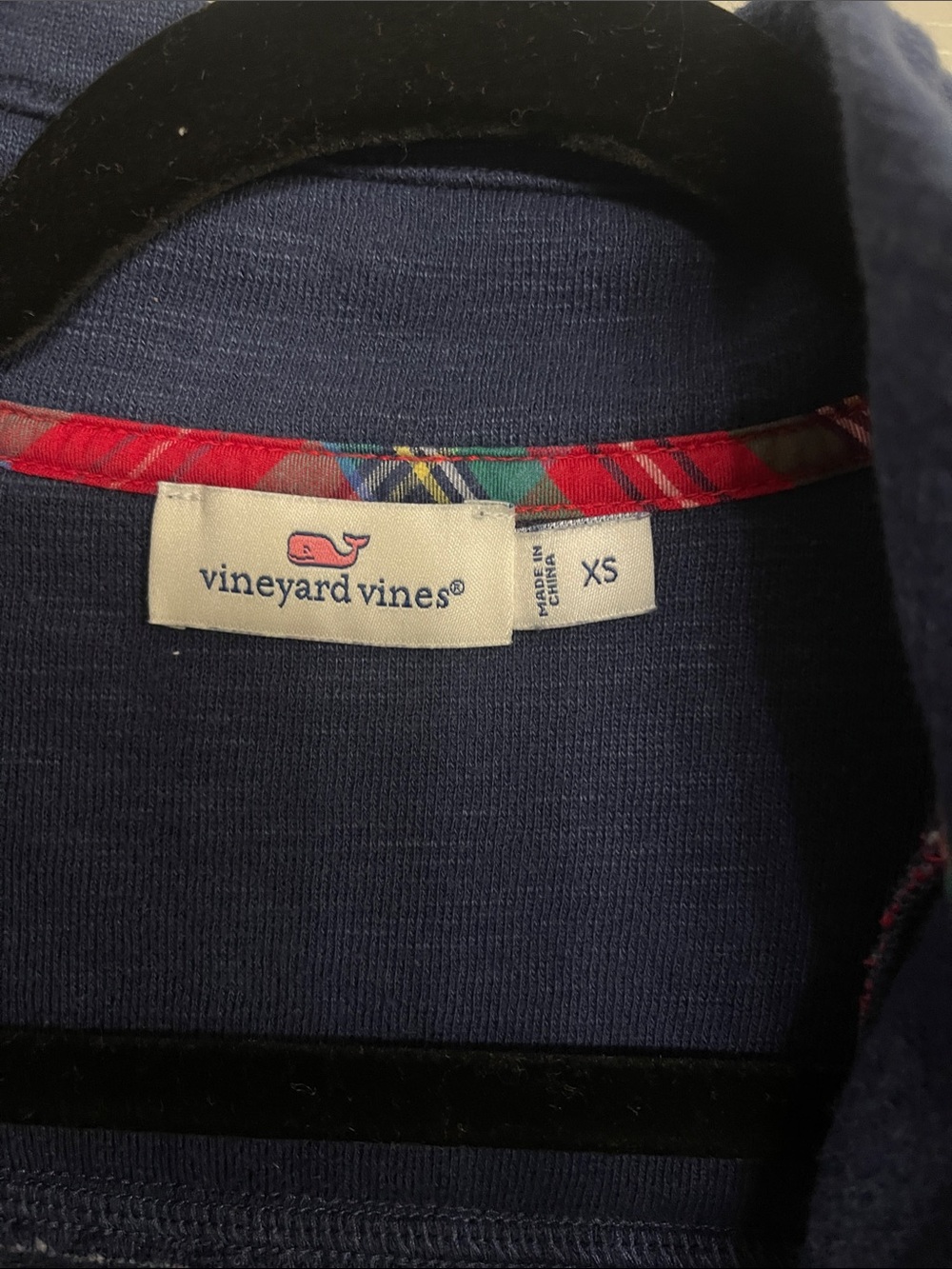 Vineyard Vines Women’s XS Navy Plaid Quarter Zip Shep Shirt Pullover
